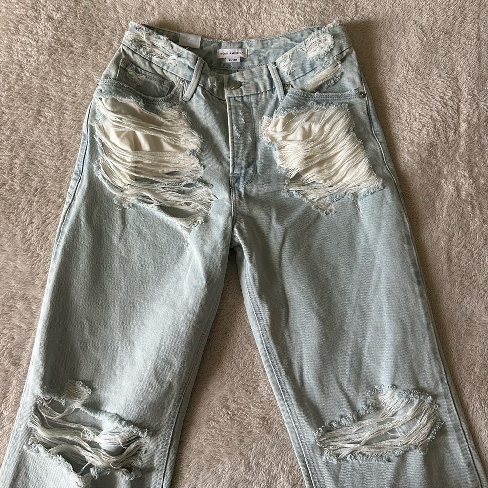 Good American Good 90s Shredded Jeans size 2/26 - Picture 3 of 8